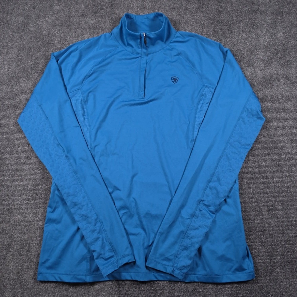 Ariat TEK Lowell 2.0 Pullover Womens XL Blue Long Sleeve 1/4 Zip Baselayer